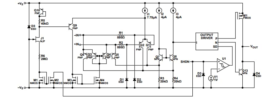 Schematic - Analog Devices Inc. ADA4098-1/-2 Over-The-Top™ Precision Op Amps Schematic - Analog Devices Inc. ADA4098-1/-2 Over-The-Top™ Precision Op Amps